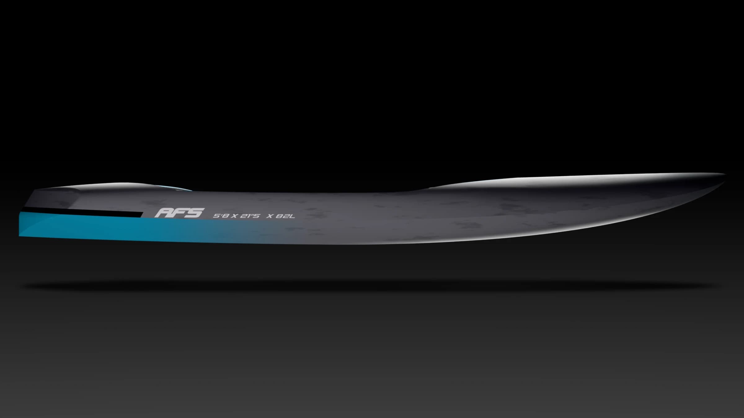 Blackbird Mid Length 5'8 azul, vista de perfil