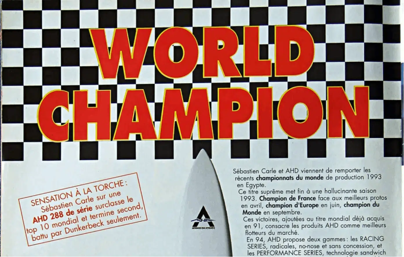 Affiche publicitaire du champion du monde dans les années 1980