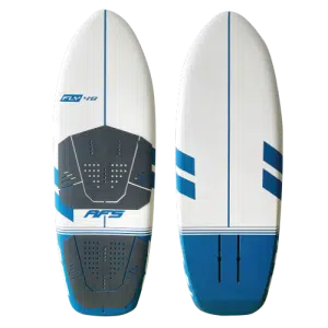 Planche de surf blanche et bleue avec une rayure bleue